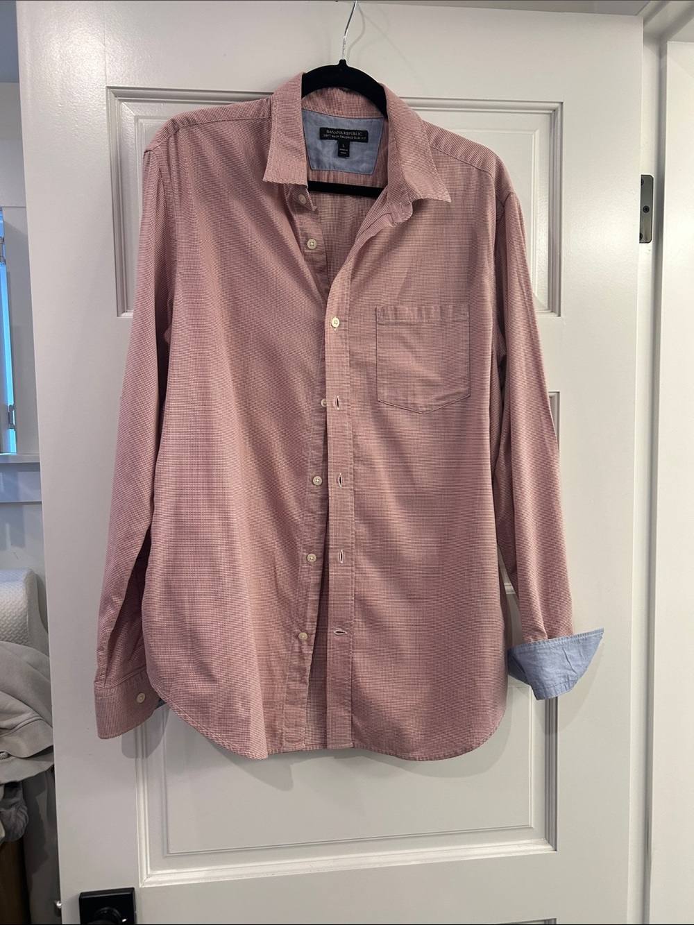 Banana Republic Men’s Red and Denim Button-Down Shirt